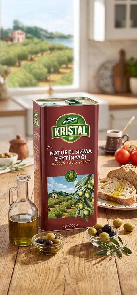 Kristal Natürel Sızma Zeytinyağı Dolgun Güçlü Lezzet 5 L Teneke