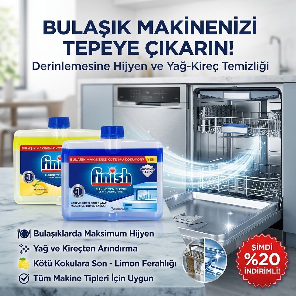 Finish Bulaşık Makinesi Temizleyici Sıvı Limon ve klasik 2 adet