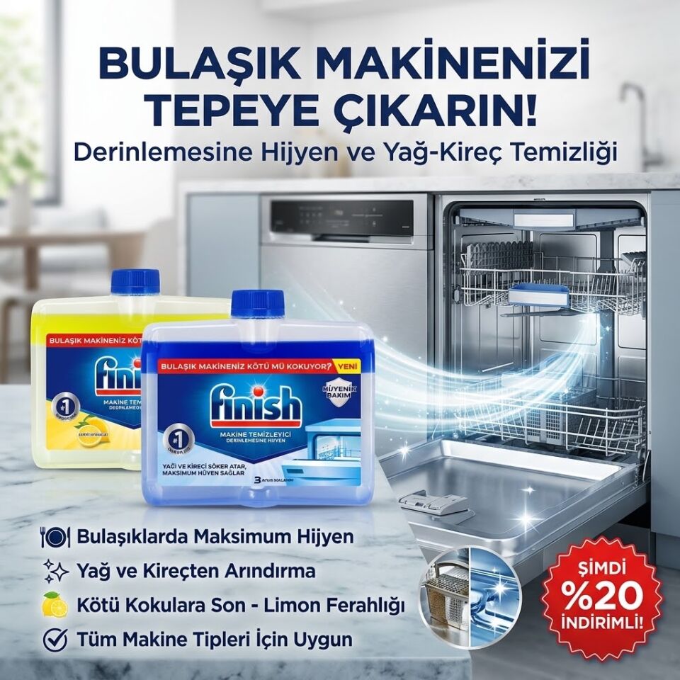 Finish Bulaşık Makinesi Temizleyici Sıvı Limon ve klasik 2 adet
